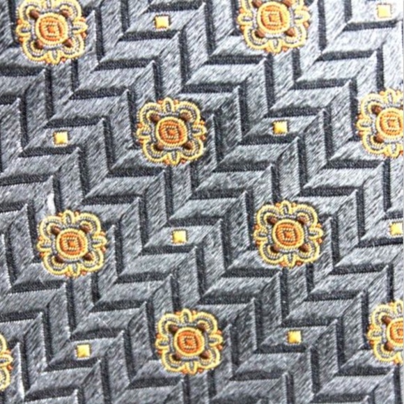 CANALI Men's Tie Charcoal Grey Silver Gold - Picture 3 of 7